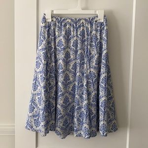 Blue and white paisley skirt